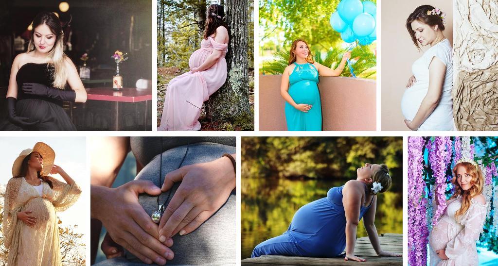 Беременные в разных платьях в разные моменты жизни